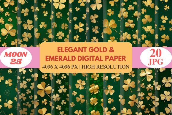 Elegant Gold Emerald Digital Paper: A Touch of Luxury for Modern Designers
