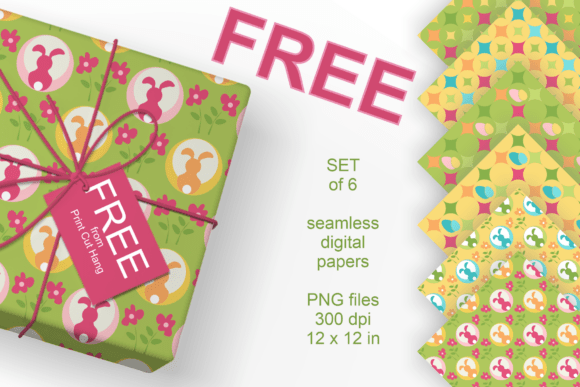 FREE Seamless Easter Papers Set of 6 PNG