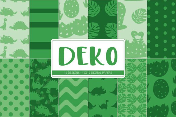 Green Dinosaur Digital Papers