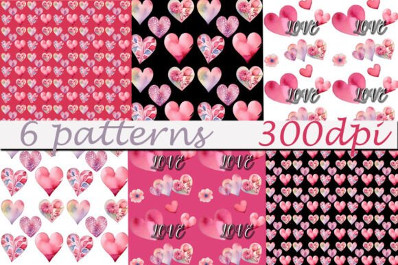 Love Hearts Pattern Watercolor for Creative Projects