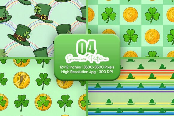 Lucky Hat Coin Clover Seamless Pack
