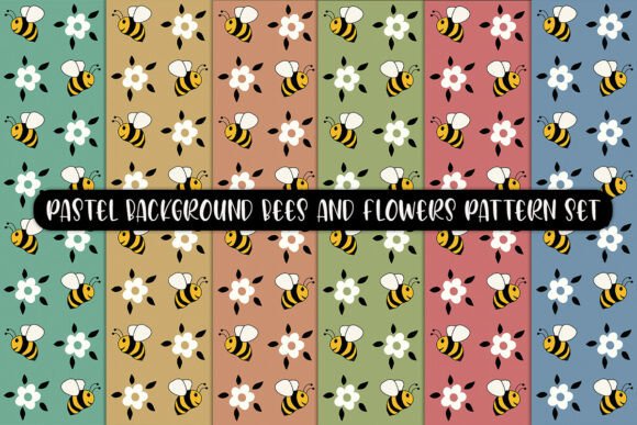 Pastel Background Bees and Flowers: A Delicate Blend of Nature and Design