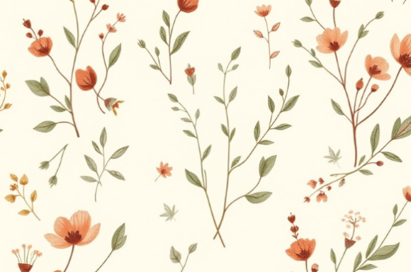 Soft Boho Wildflower Botanical Pattern