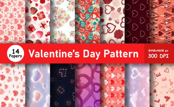 Valentine's Day Digital Paper Patterns for Creators