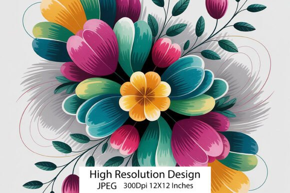 Vibrant Hand Drawn Floral Bouquet