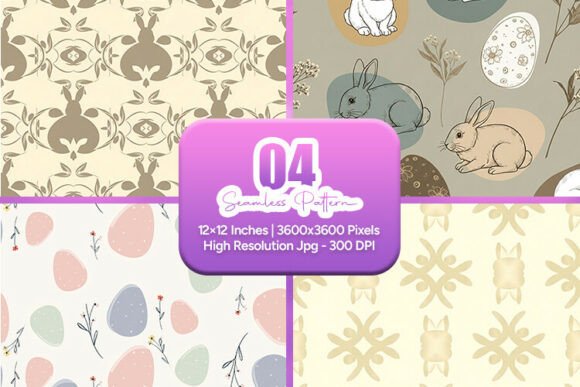Vintage Bunny Easter Seamless Pattern